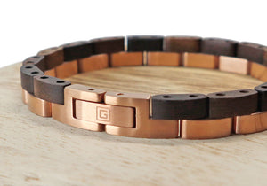 Holzarmband GLOW, Sandel/Rosegold