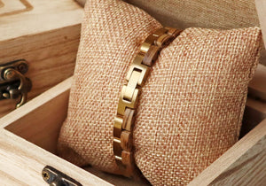 Holzarmband SHINE, Zebrano/Gold