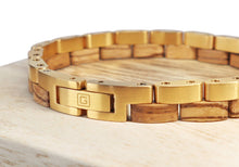 Laden Sie das Bild in den Galerie-Viewer, Holzarmband SHINE, Zebrano/Gold