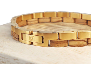 Holzarmband SHINE, Zebrano/Gold